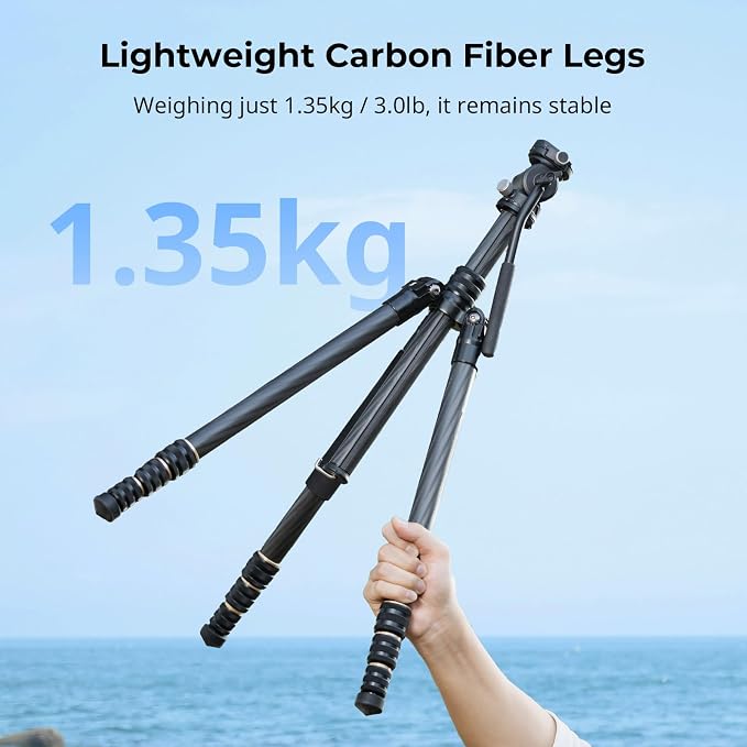 SmallRig CT150 Carbon Fiber Travel Video Tripod, 61.8'' Max Load 3kg / 6.6lb - Image 2
