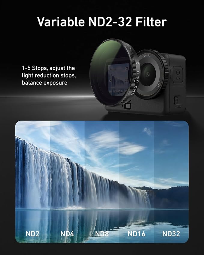 TELESIN Filter Kit for DJI Osmo Action 6 – VND 2–32 Variable ND, CPL UV Lens - Image 2