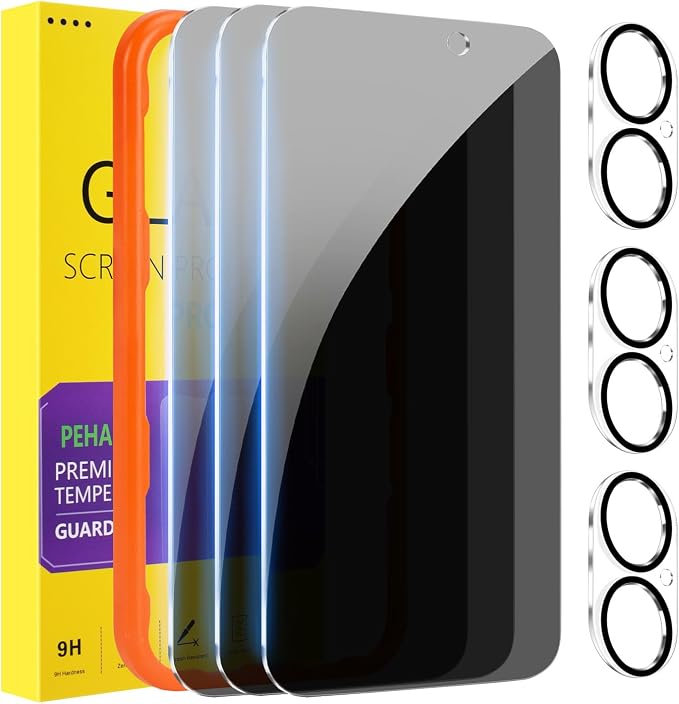 PEHAEL 3+3 Pack for iPhone 17 Privacy Screen Protector by PEHAEL