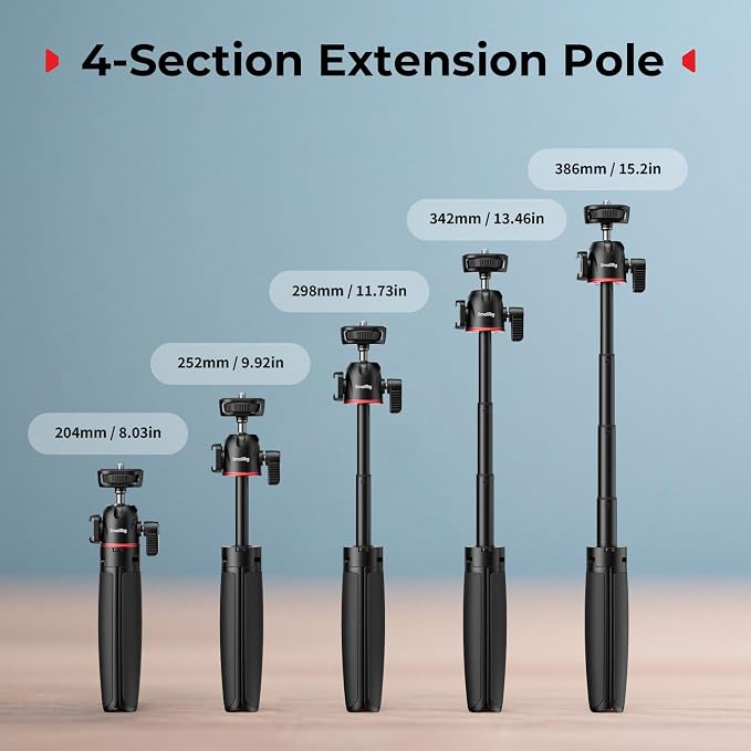 SMALLRIG Small Camera Tripod Selfie Stick, Extendable 8"-15" Mini Handheld - Image 5