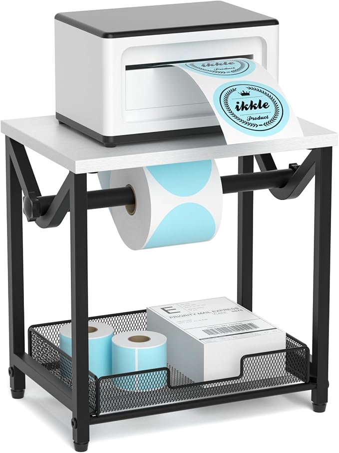 ikkle Label Holder for Rolls and Fanfold Labels, Wooden Thermal Label Holder by iKKLEHome