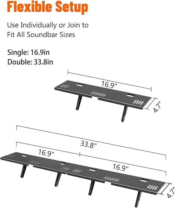 Soundbar Mount, No Drilling Steel TV Top Shelf Fits Most of Sound Bars Up to 15 - Image 4