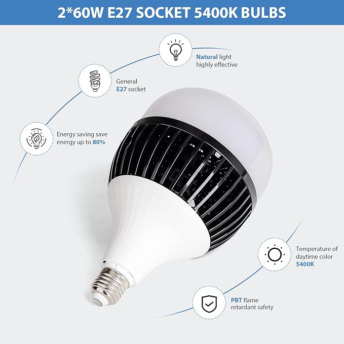 HPUSN Softbox Photography Lighting Kit, Photo Studio Light - Image 4