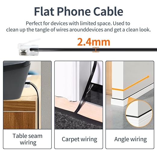 RJ12 Cable Short 1 Foot Telephone Line Cord - Image 6