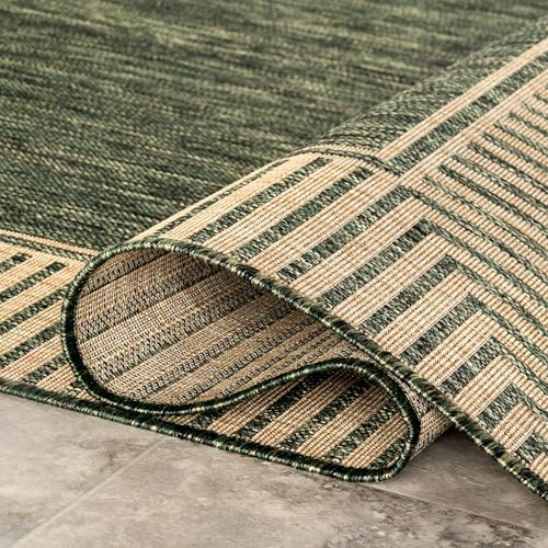 nuLOOM Asha Green Bordered Power Loomed Indoor/Outdoor Area Rug - Image 7