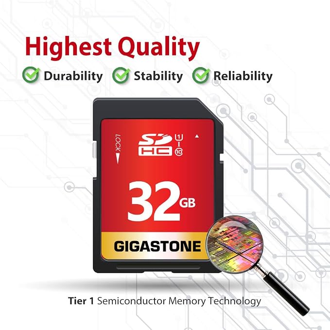 GIGASTONE 32GB SD Card 2-Pack UHS-I U1 Class 10 SDHC Memory Card High-Speed - Image 6
