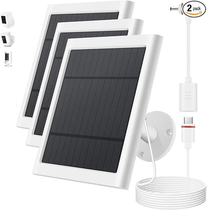 Solar Panel for Ring Camera, 3 Pack 4W Solar Charger Compatible by Paodekua