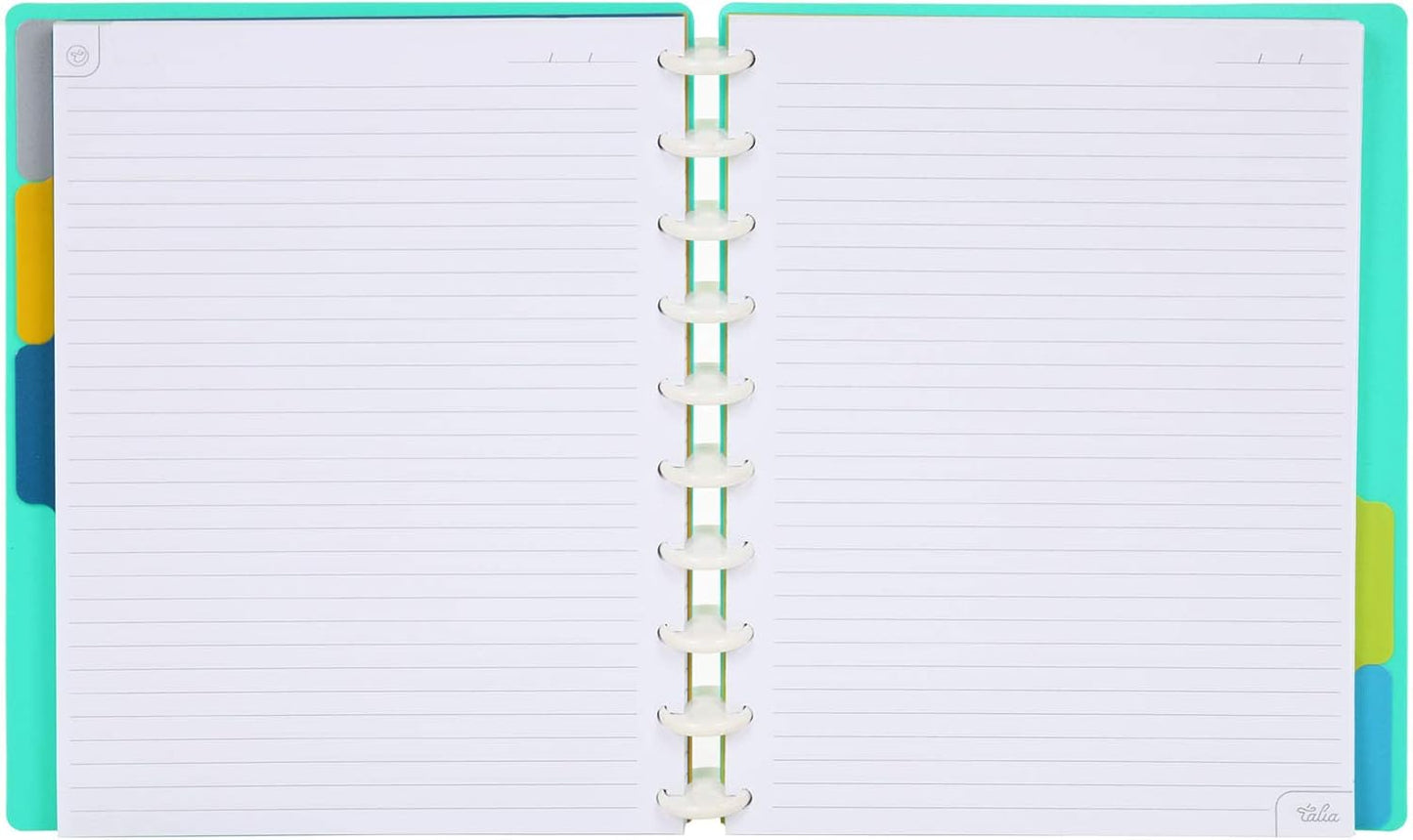 Talia Discbound Notebooks, Planner, Customizable, (xTeal Bounce, Midsize (7.5in x 9.75in))