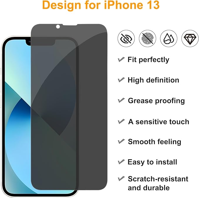 PEHAEL 3+3Pack for iPhone 13 Privacy Screen Protector - Image 2