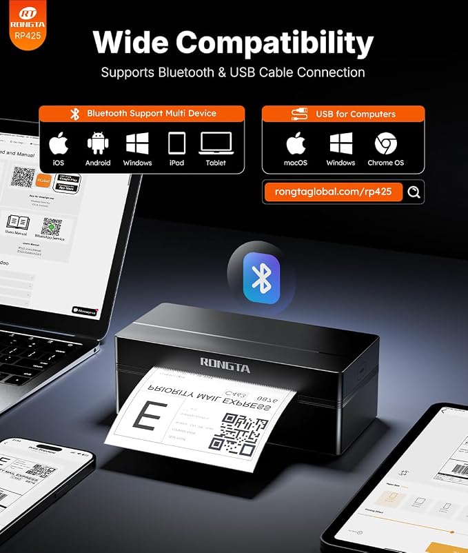 Rongta Bluetooth Shipping Label Printer, Wireless 4x6 Thermal Label Printer - Image 2