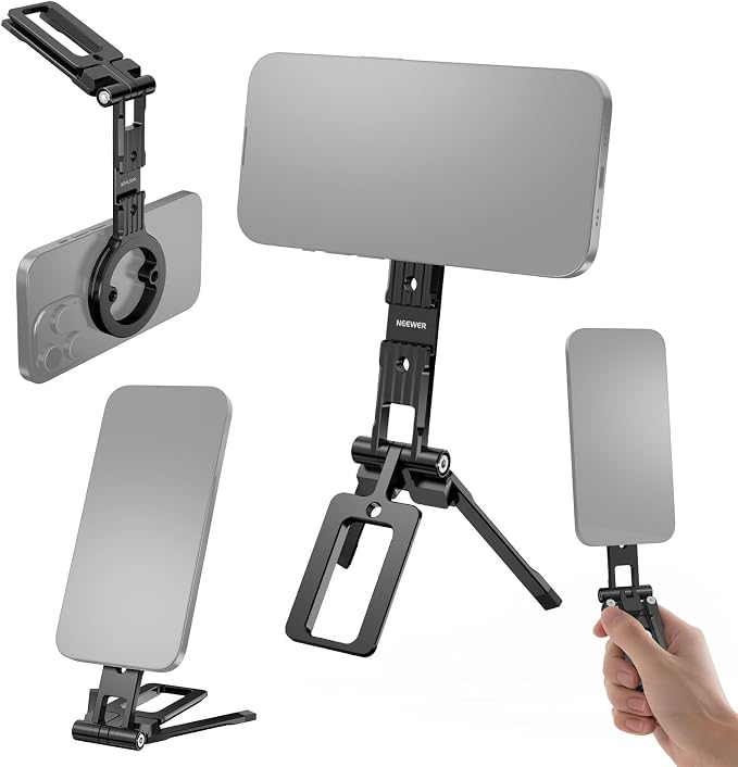 NEEWER Magnetic Phone Tripod Holder Stand, Metal Cell Phone Mount Grip by Neewer