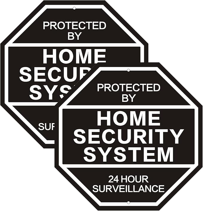 2Pack 10'' x 10'' Reflective Aluminum Home Security Sign, Weatherproof Yard by JMXINHANG