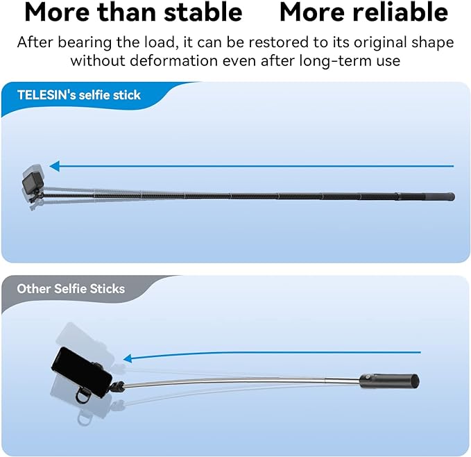 TELESIN G3 Selfie Stick Pole Long Invisible, Carbon Fiber Waterproof Underwater - Image 3