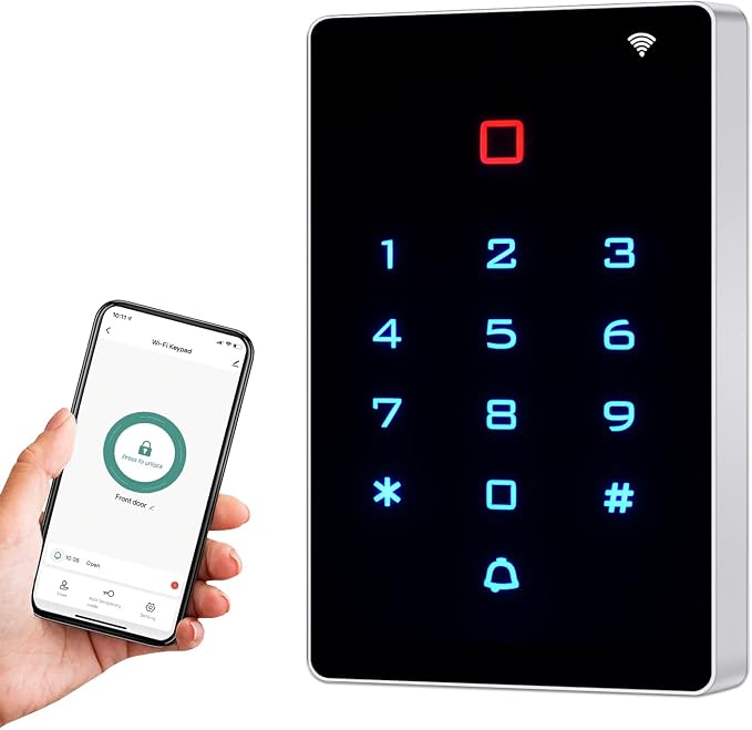 Wireless WiFi Access Control Keypad, Backlight Door Access Control System + by AMOCAM