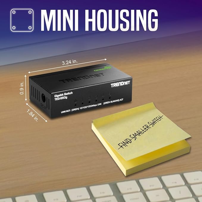TRENDnet 5 Port Mini Gigabit Switch, NDAA + TAA Compliant, Desktop Metal - Image 3
