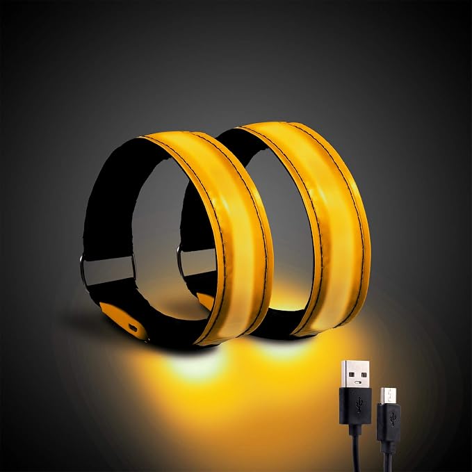 2 Pack Rechargeable LED Reflective Armband, High Brightness High Visibility by OMKHE