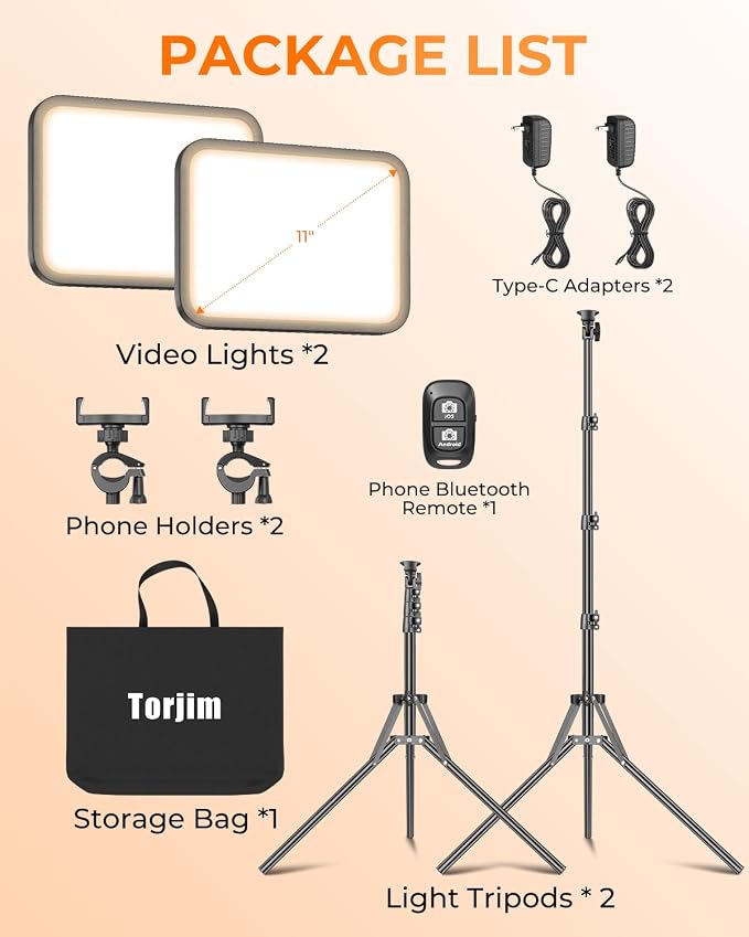 Torjim 11 Inch Video Light Kit for Creators-24W High Brightness Studio Lights - Image 5
