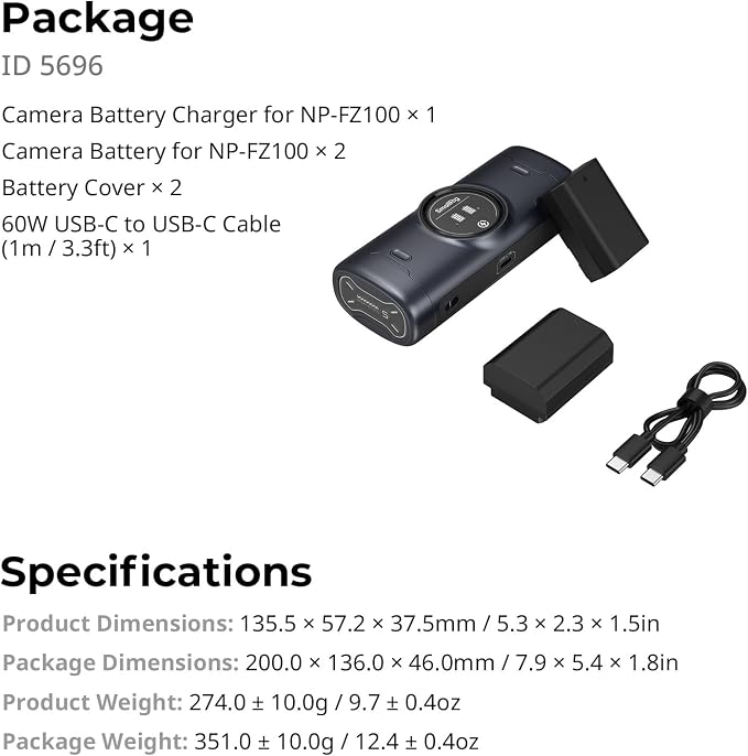 SMALLRIG NP-FZ100 Camera Battery Kit - Image 9
