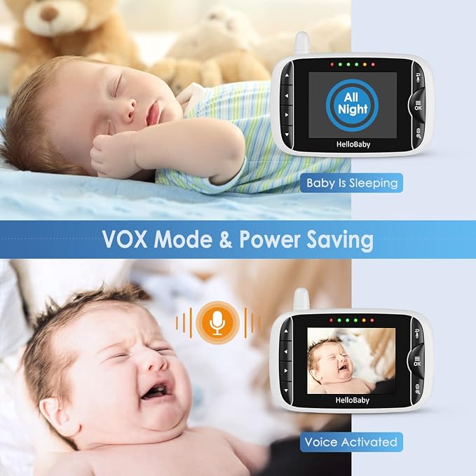HelloBaby Monitor with Camera and Audio, IPS Screen LCD Display Video Baby - Image 5
