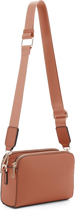 EVVE Crossbody Bags for Women Trendy Triple Zip Small Crossbody Camera Bag Purse by EVVE