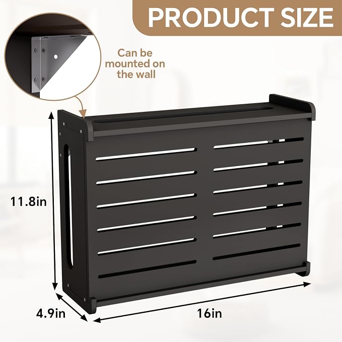 Wooden WiFi Router Storage Box Hider Shelf, Decorative Projector Box Hider Rack - Image 2