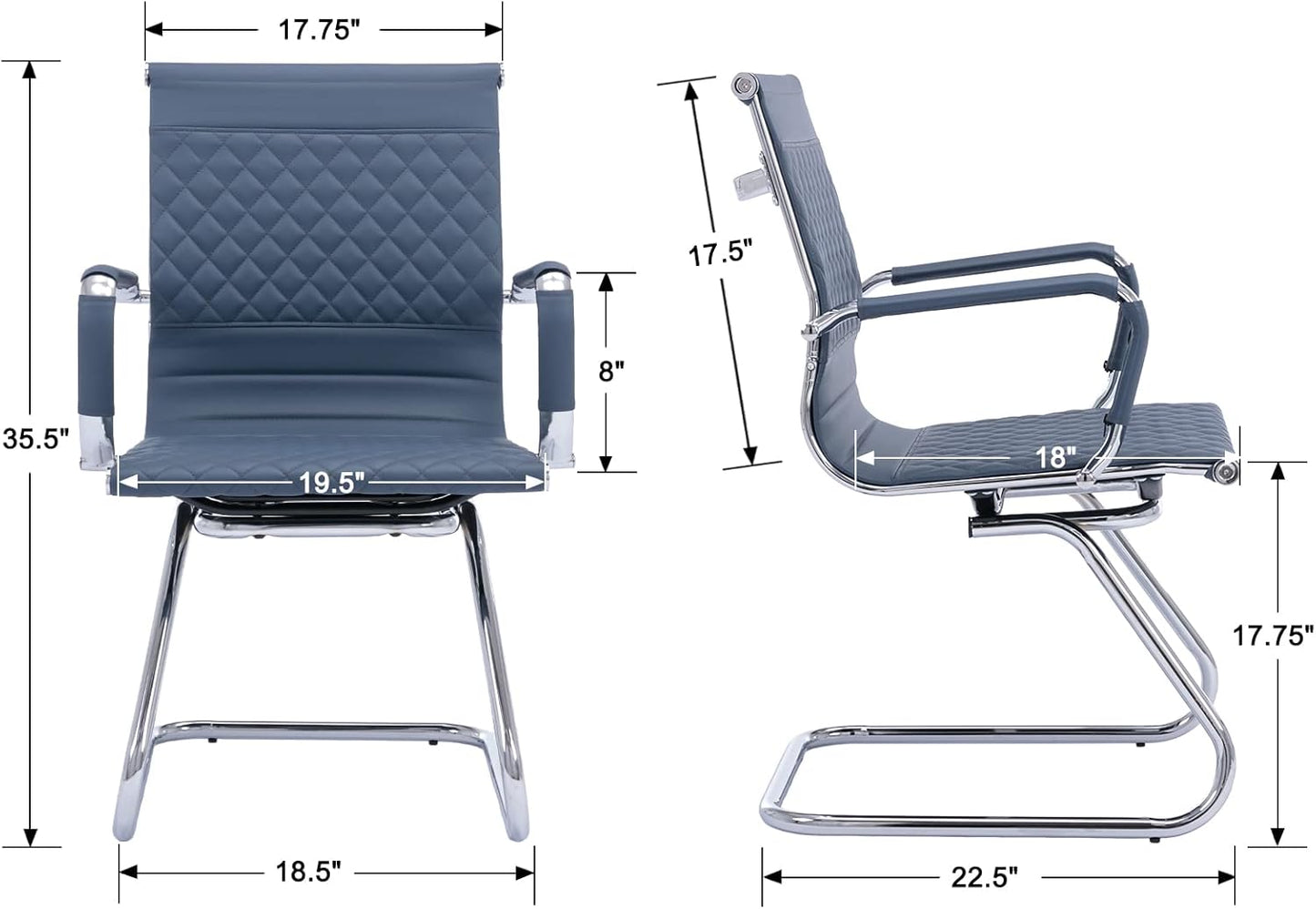 Office Guest Chairs Reception Chairs Waiting Room Chairs Set of 4 Conference Room Chair with Mid Back, Modern PU Leather Desk Chairs, Navy