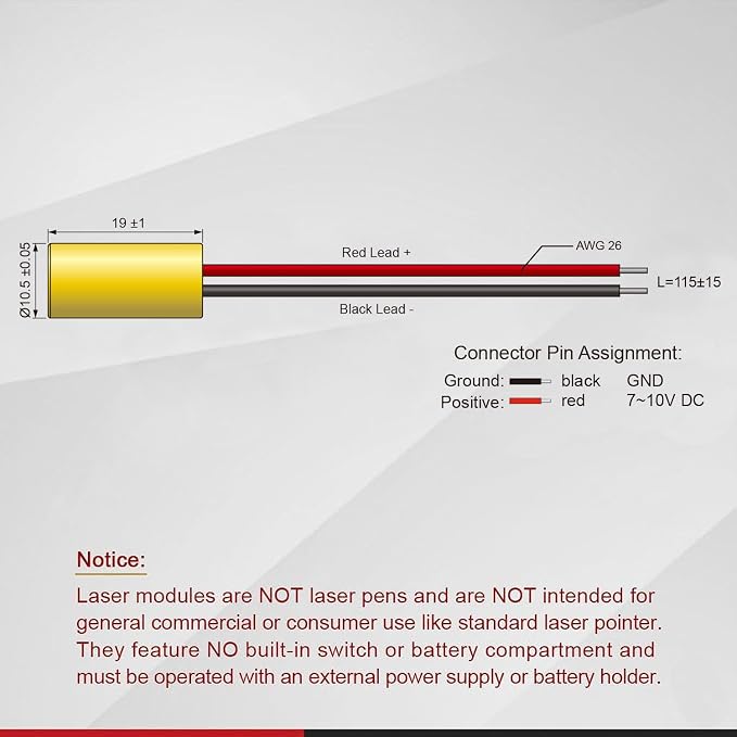 Industrial Green Dot Laser Module, Class 3R, Less Than 4mW, - Image 2
