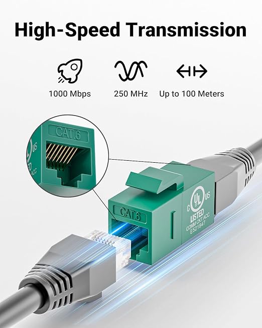 VCE UL-Listed CAT6 Keystone Coupler 25-Pack, Ethernet Coupler Female to Female - Image 3