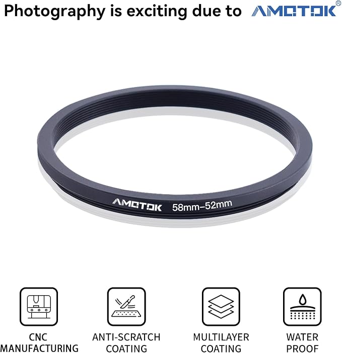 58mm Lens to 52mm Camera Filters Ring Compatible All 58mm Camera Lenses to 52mm - Image 2