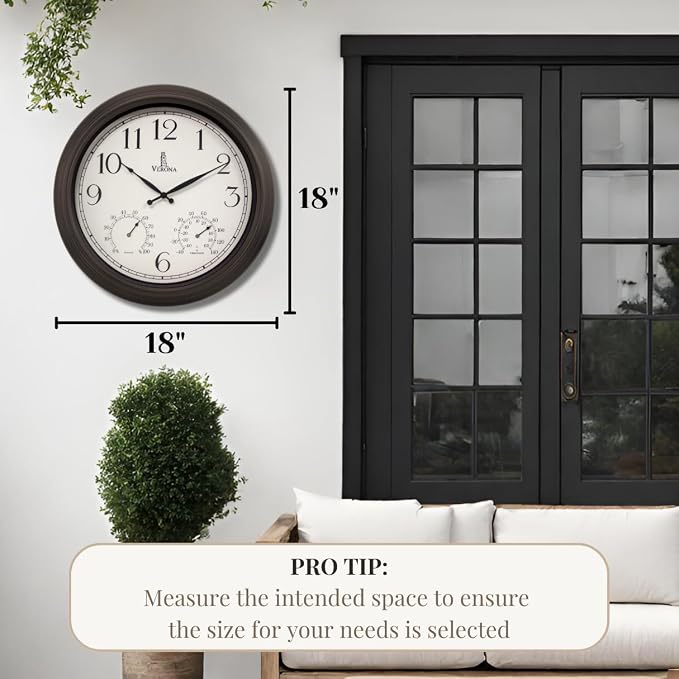 18 inch Outdoor Clocks for Patio Large Waterproof - Image 2