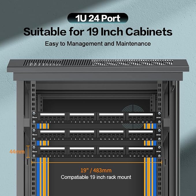 24 Port Patch Panel CAT6A Rack Mount 19inch Ethernet Patch Panel Punch Down - Image 7