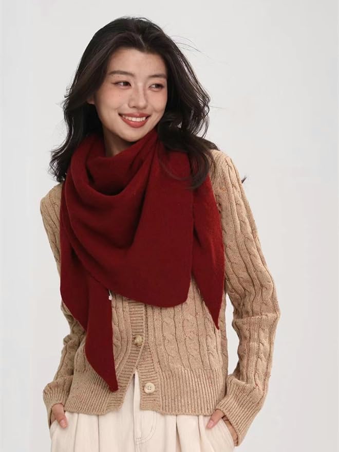 Shawls Wraps Women Triangle Sweater Scarf Warm Wool Blend Pashmina Cape Cold - Image 2