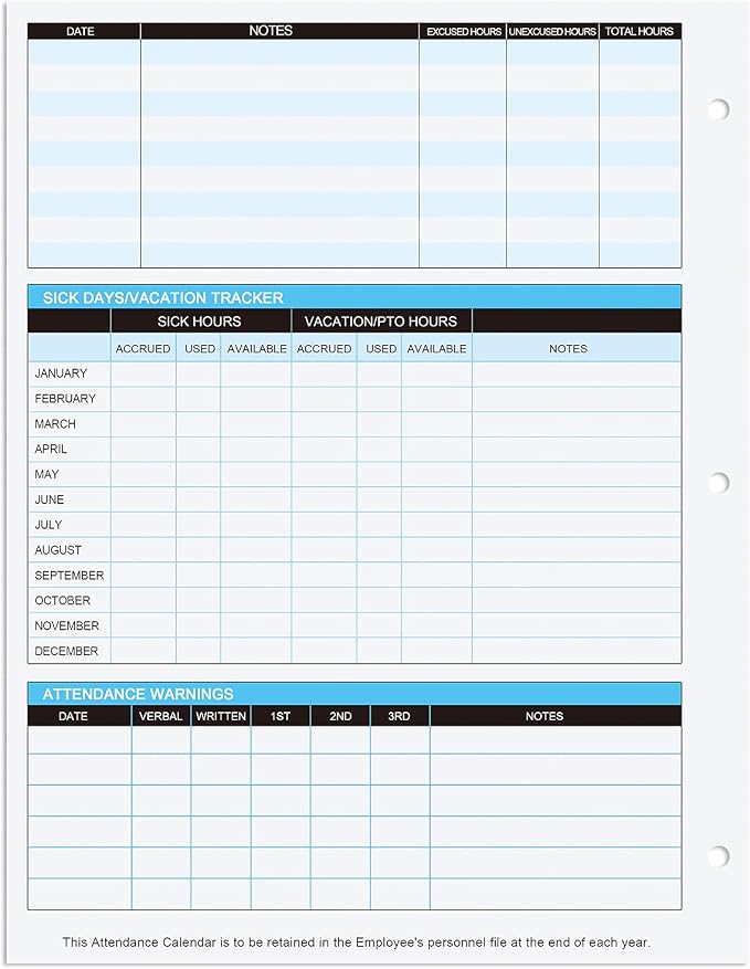 2026 Attendance Calendar Work Tracker Attendance Calendar Cards - Image 3