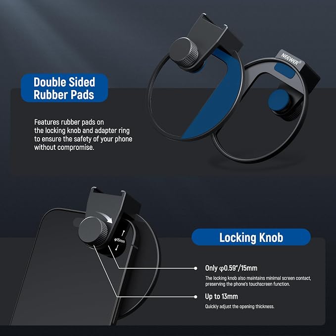 NEEWER 67mm Phone Filter Mount, Adjustable Threaded Lens Filter Clip - Image 5