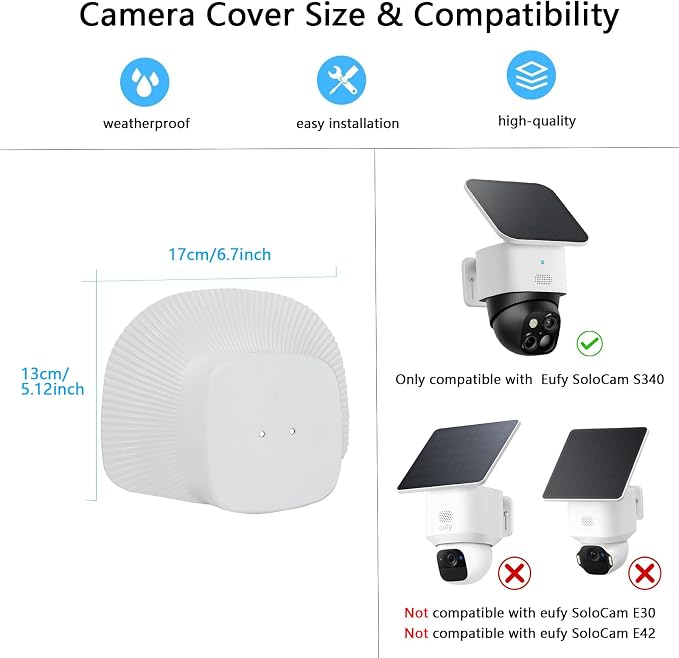 UV Rain Cover Compatible with Eufy SoloCam S340, Outdoor Solar Camera Cover - Image 2