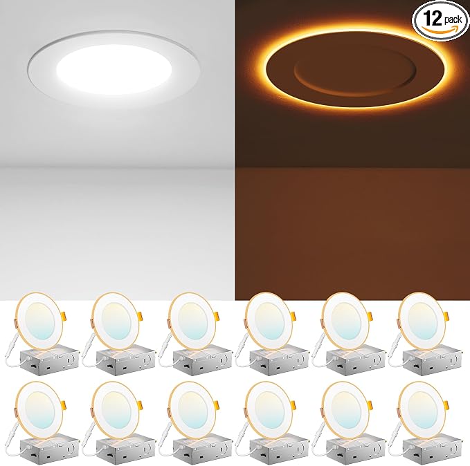 Amico 12 Pack 4 Inch 5CCT LED Recessed Ceiling Light by Amico