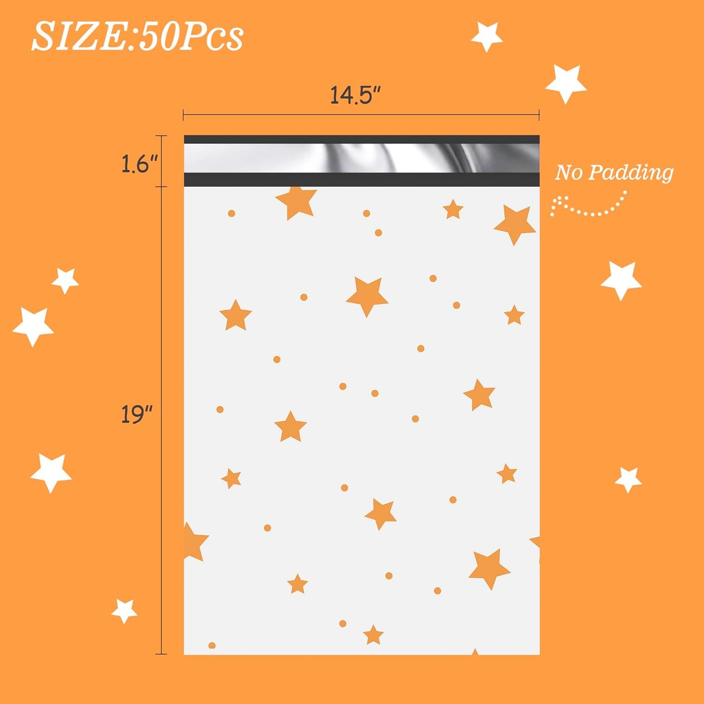 Thank You Poly Mailers 14.5x19 Inch 50 Pcs - Pentagram printed Shipping Bags, 2.4mil Thickness, Waterproof and Tear Resistant Mailing Envelopes, Self-Sealing Packaging Bags for Small Business