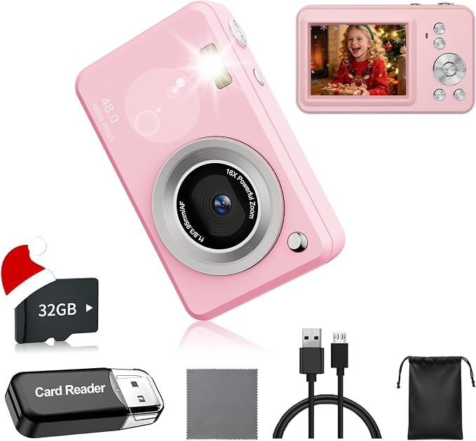 Digital Camera with 32GB Card, 48MP Compact Portable Small Point Shoot Camera by Nvgfelis
