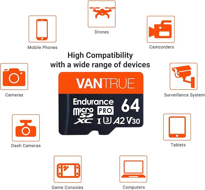 Vantrue 64GB microSD Card with Adapter, U3 UHS-I High Speed SD Card - Image 5
