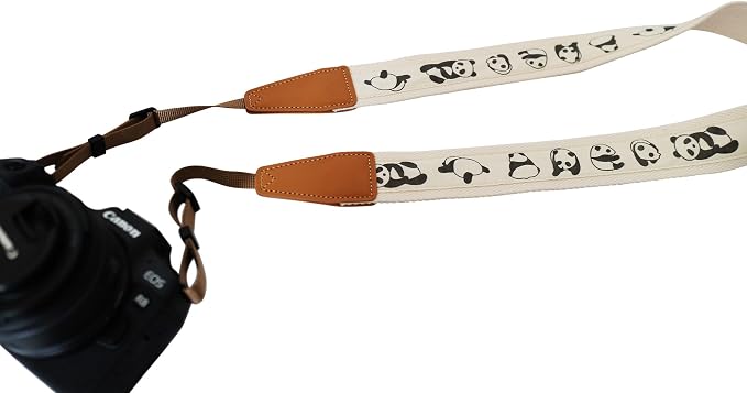 Original Design, Personalized Adjustable Cute Cotton PANDA Camera Strap - Image 2