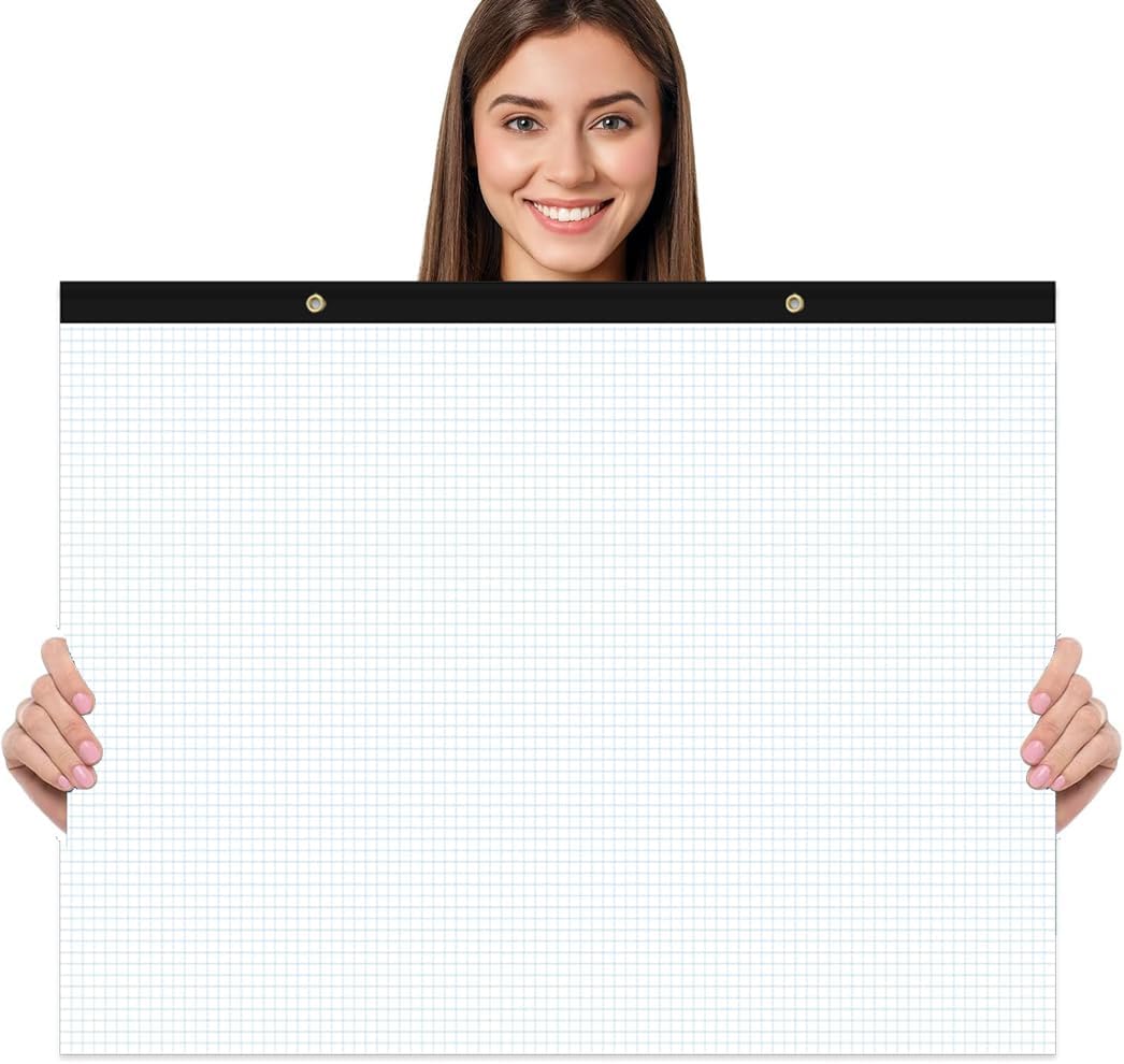 Yaridar Large Engineering Graph Paper - 22" x 17" Grid Paper Notepad, 4"x4" Blue Grid 50 Sheets/100 Pages Paper for Engineer Architect Designer Mathematician Draftsman