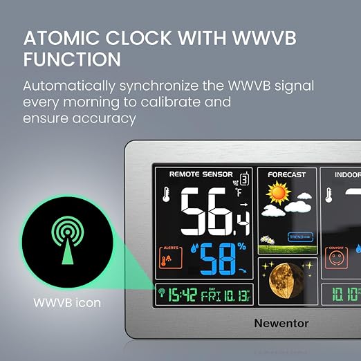 Newentor Weather Station Wireless Indoor Outdoor Thermometer, Color Display - Image 2