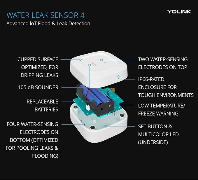 Water Leak Sensor 4 with 105dB Audio Alarm 3-Pack, Email & Push Notifications - Image 3