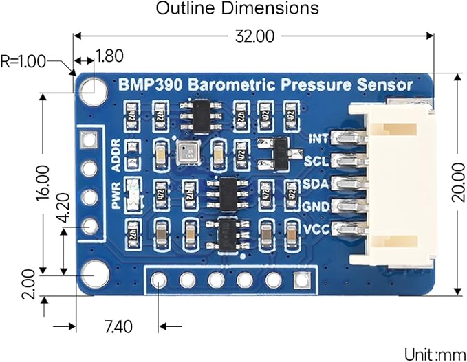 waveshare BMP390 High Precision Barometric Pressure Sensor, Barometric - Image 7