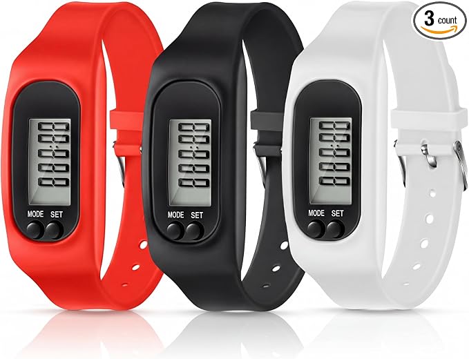 Silicone Fitness Tracker Watch 3 Pcs Walking Running Pedometer Calorie Burning by Kenning