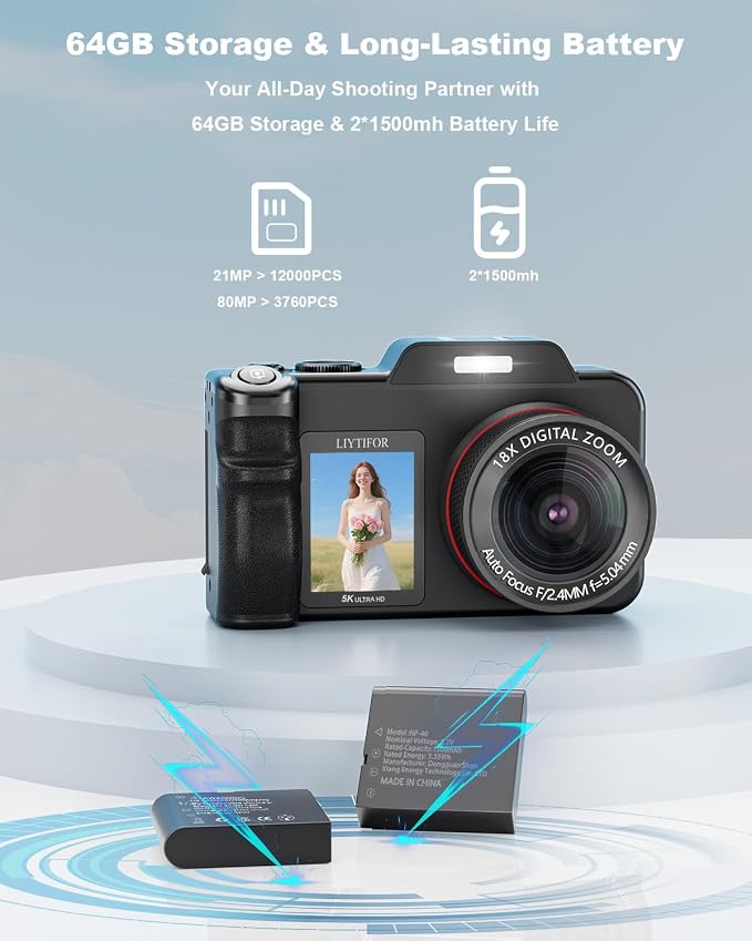 5K-Digital-Cameras for Photography: 2026 Upgrade 80MP 3.5"+2" Dual Screen for - Image 8