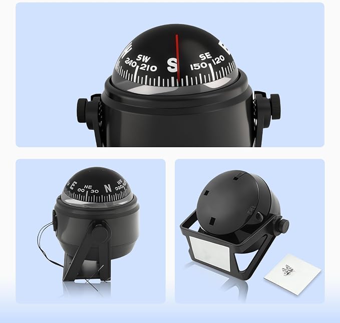 Boat Compass with Magnetic Declination Adjustment, Pivoting Marine Compass - Image 8