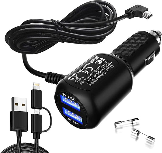 Car Charger for Garmin Nuvi, Garmin GPS Charger Cable, Mini USB Power Cord by Plozoe