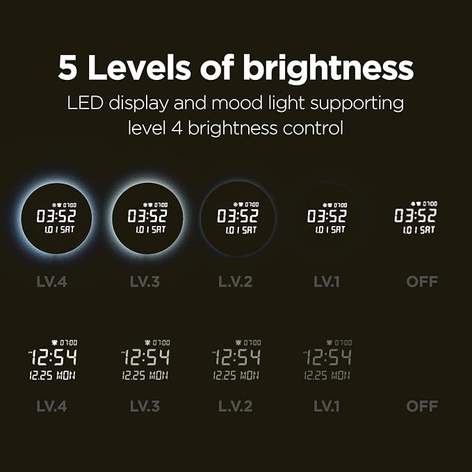 mooas Full Moon LED Silent Wooden Digital Wall Clock - Image 6