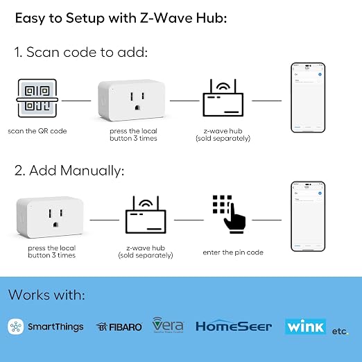 Zwave Dimmer Plug 800 Series 2 Pack, Dimmable Zwave Outlet Built-in Repeater - Image 2